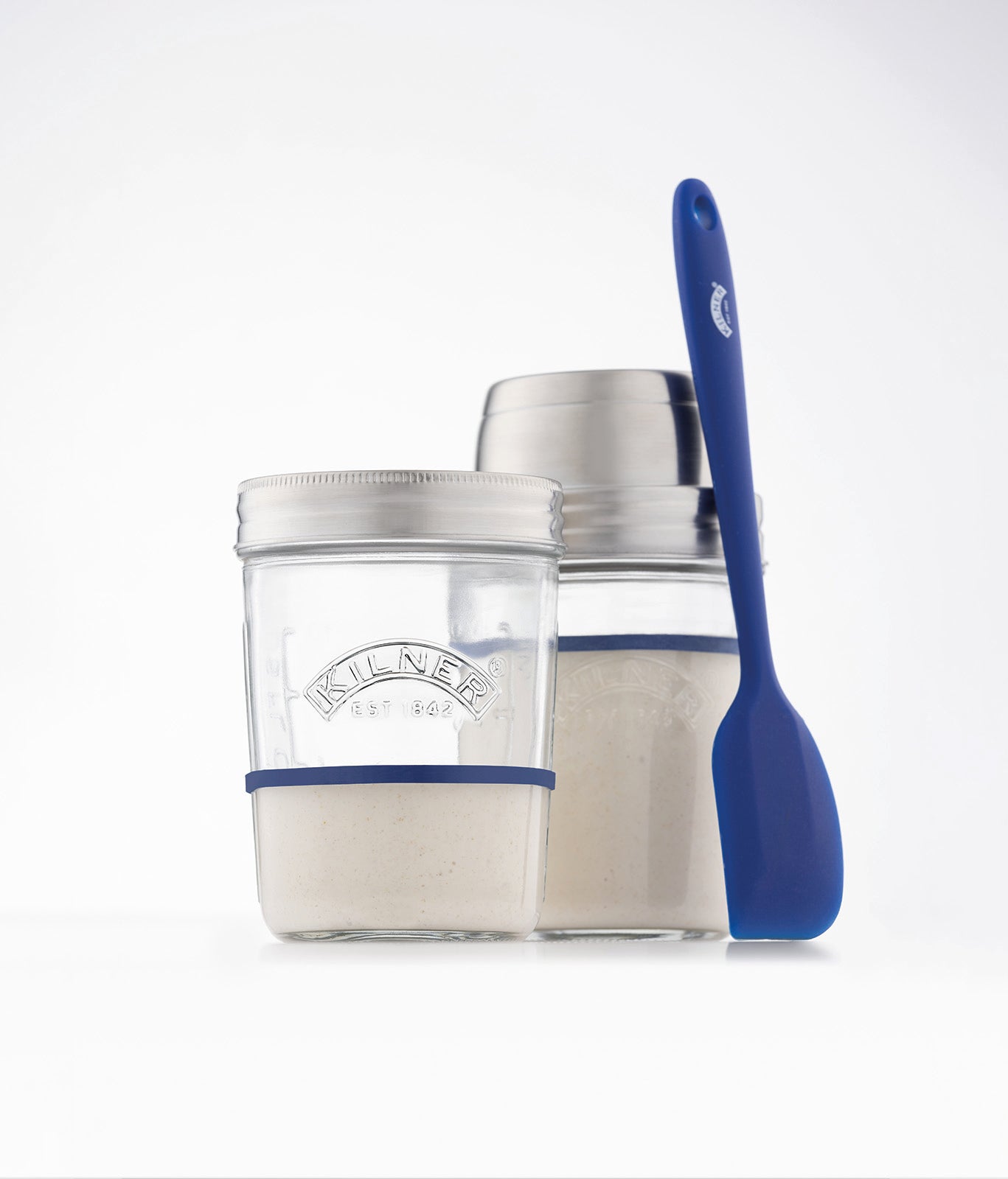 Kilner Sourdough Starter Set, 2 Glass Jars with Spatula and Measuring Markers