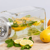 Kilner Glass Beverage Fridge Dispenser, 102oz Slim Drink Jar with Tap