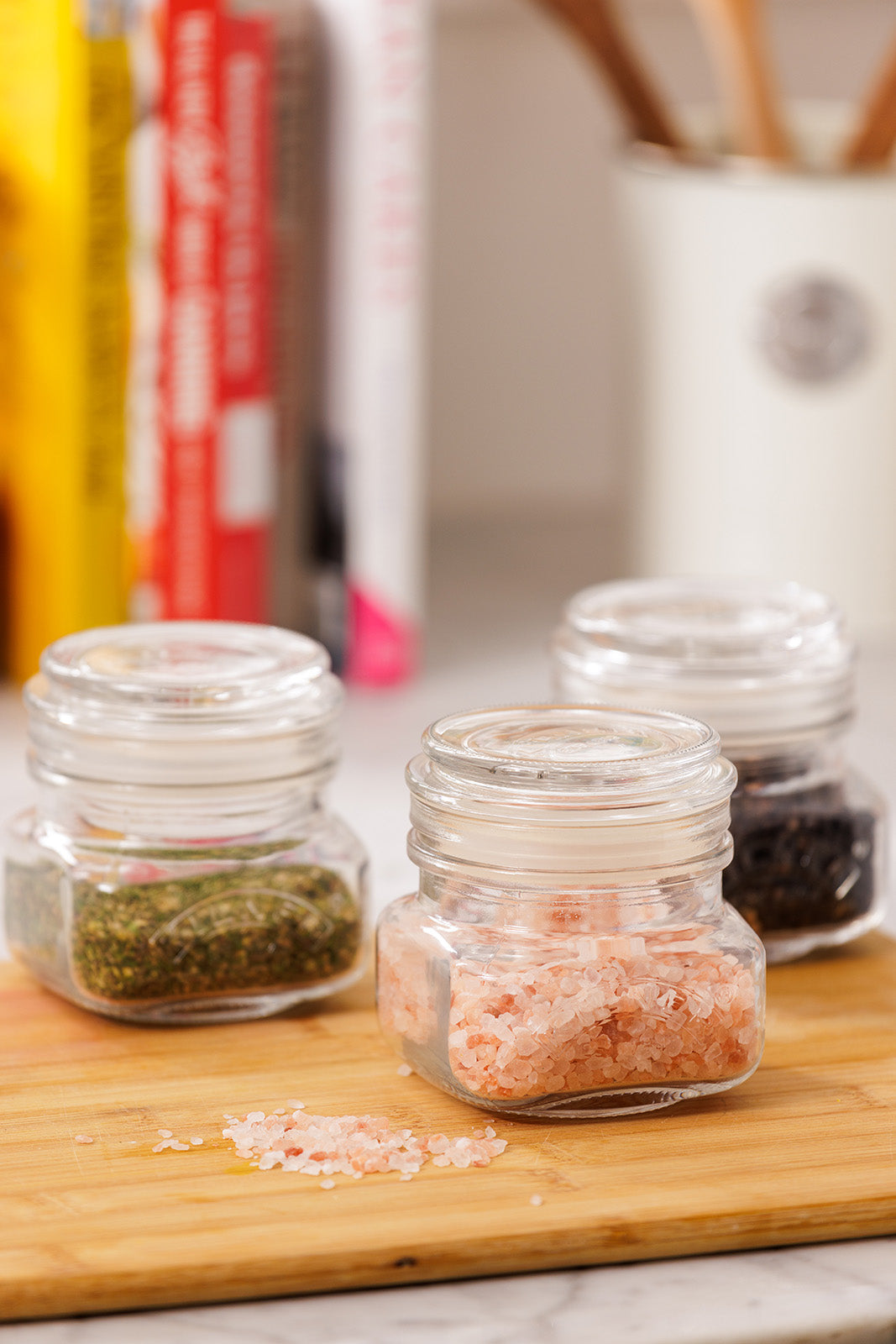 Kilner Square Push Top Storage Jars, Set of 3, 8.5 ounce
