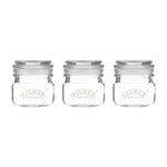 Kilner Square Push Top Storage Jars, Set of 3, 8.5 ounce