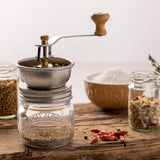 Kilner Seasoning Grinder, Refillable Glass Spice Mill with Stainless Steel Grinder