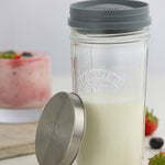 Kilner Kefir Set with Wide Mouth Jar, Silicone Strainer Cap, Stainless Steel Lid, 17 Ounce