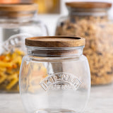 Kilner Universal Glass Storage Jar with Wooden Lid and Silicone Seal, 28.7 Ounce