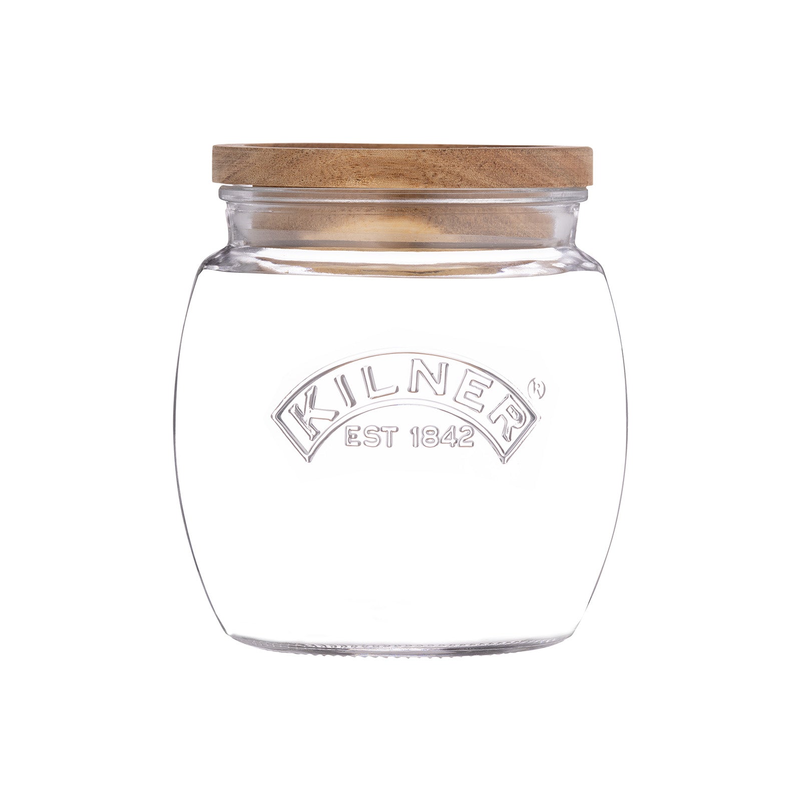 Kilner Universal Glass Storage Jar with Wooden Lid and Silicone Seal, 28.7 Ounce
