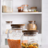 Kilner Universal Glass Storage Jar with Wooden Lid and Silicone Seal, 67.6 Ounce
