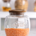 Kilner Universal Glass Storage Jar with Wooden Lid and Silicone Seal, 67.6 Ounce