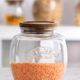 Kilner Universal Glass Storage Jar with Wooden Lid and Silicone Seal, 67.6 Ounce