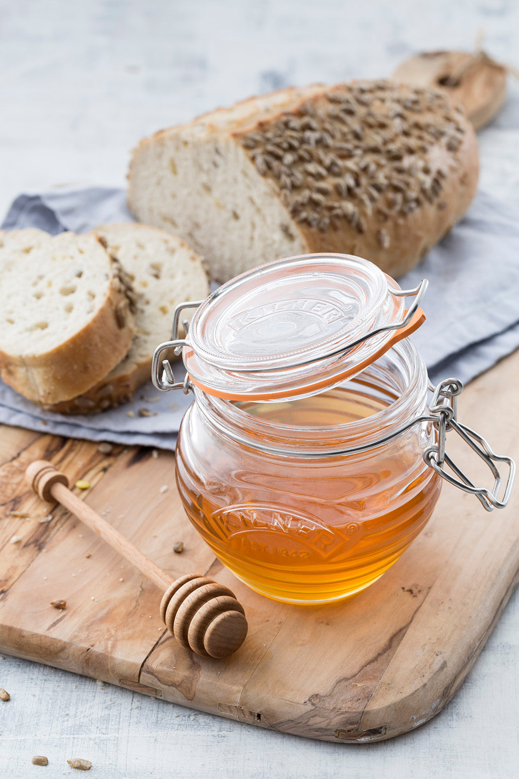 Kilner Honey Pot with Beechwood Dipper, 13.5 Ounce