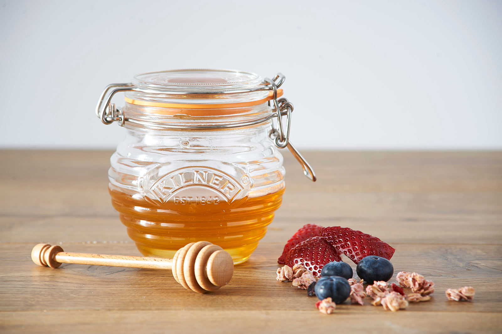 Kilner Honey Pot with Beechwood Dipper, 13.5 Ounce