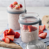 Kilner Parfait & Overnight Oats Jar Set, 350ml Glass Breakfast Jar with Spoon