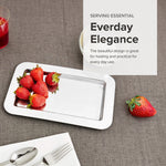 Frieling Rectangluar Silver Tray for Coffee, Tea & Desserts, Polished Mirrored Finish, 18/10 Stainless Steel
