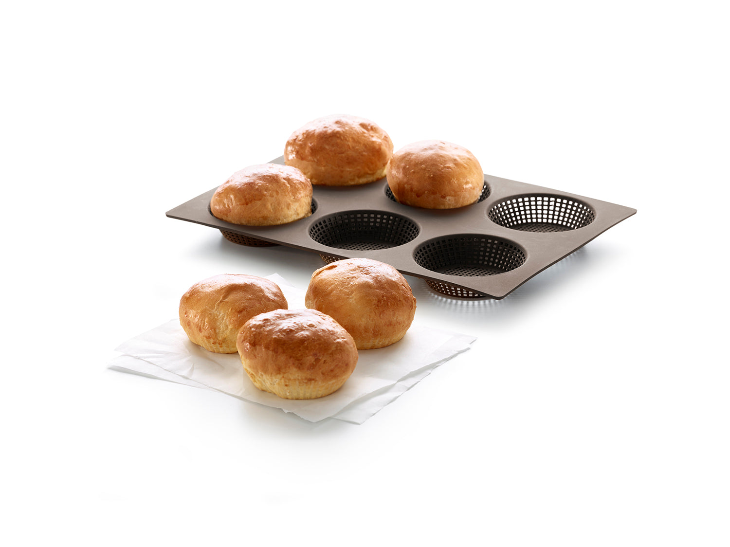 Lekue Silicone Perforated Bread Roll Pan, Brown