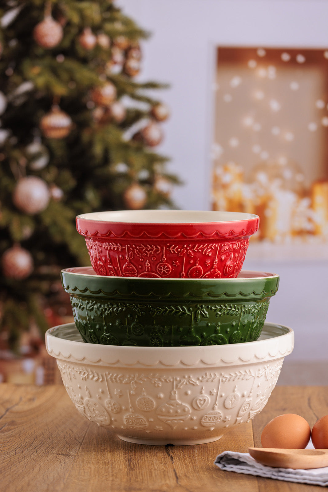 Mason Cash Deck The Halls Size 30 Red Mixing Bowl, 1.15 Quart