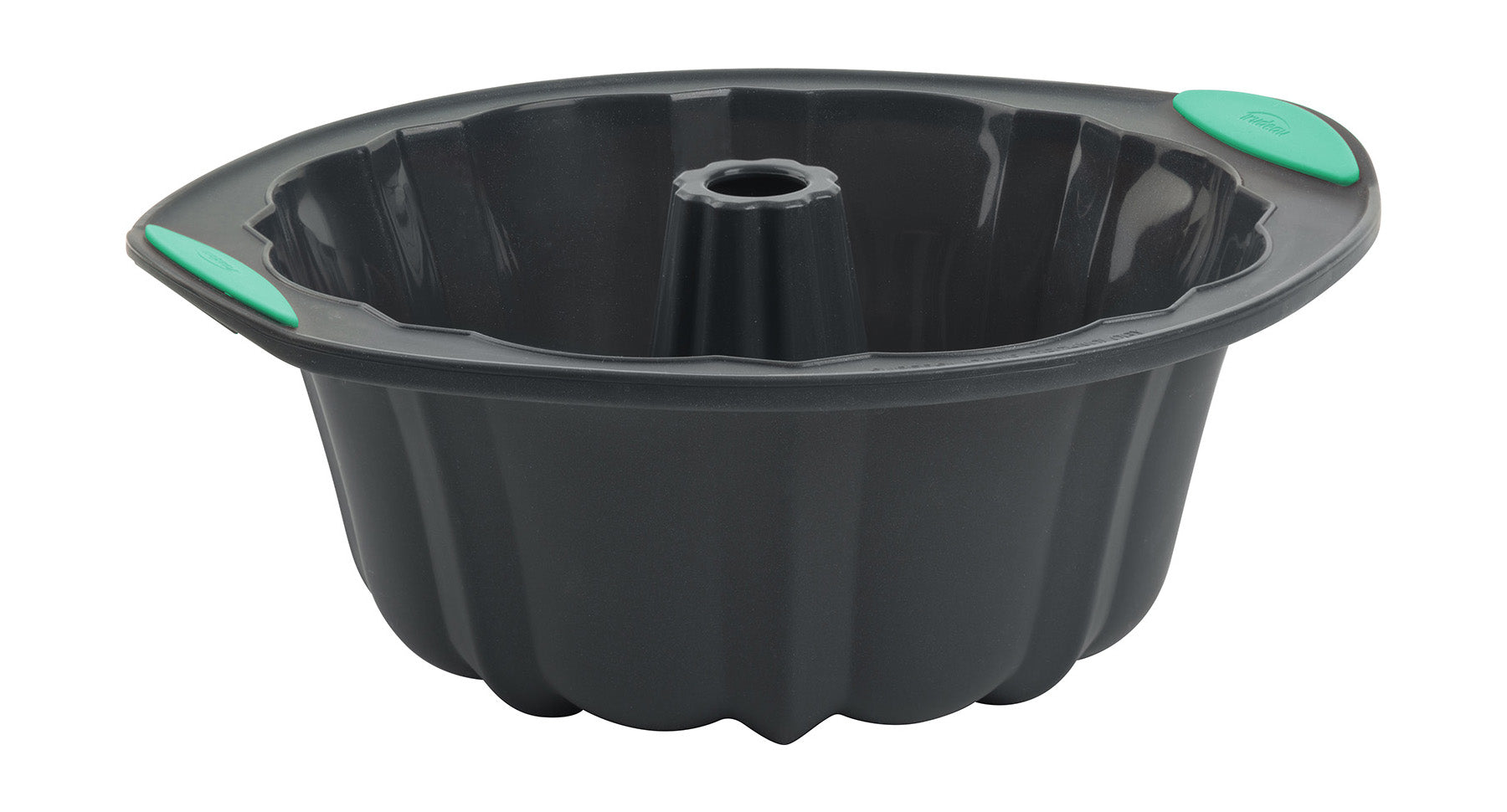 Trudeau Structure Silicone 10 Cup Fluted Cake Pan, Grey/Mint