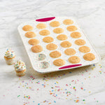 Trudeau Structure Silicone 24 Cavity Mini Muffin Pan, Confetti/Fuchsia