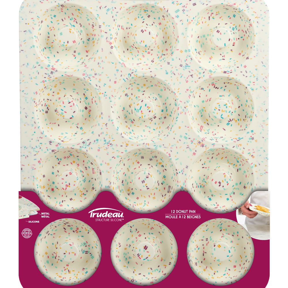 Trudeau Structure Silicone Confetti Fuchsia 12 Cavity Mega Donut Pan