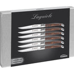 Trudeau Laguiole Steak Knives with Pakkawood Handles, Set of 6, Stainless/Wood