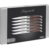 Trudeau Laguiole Steak Knives with Pakkawood Handles, Set of 6, Stainless/Wood