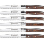 Trudeau Laguiole Steak Knives with Pakkawood Handles, Set of 6, Stainless/Wood
