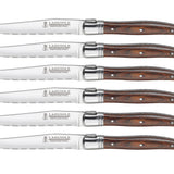Trudeau Laguiole Steak Knives with Pakkawood Handles, Set of 6, Stainless/Wood