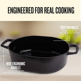 Alva Nori 5.8 Quart Enameled Oval Cast Iron Dutch Oven with Lid and Bronze Knob