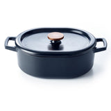 Alva Nori 5.8 Quart Enameled Oval Cast Iron Dutch Oven with Lid and Bronze Knob