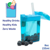 Precidio Design Drink in the Box Eco-Friendly Reusable Juice Box Container, 8 ounce, Blue