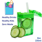 Precidio Design Drink in the Box Eco-Friendly Reusable Juice Box Container, 8 ounce, Green