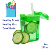 Precidio Design Drink in the Box Eco-Friendly Reusable Juice Box Container, 8 ounce, Green