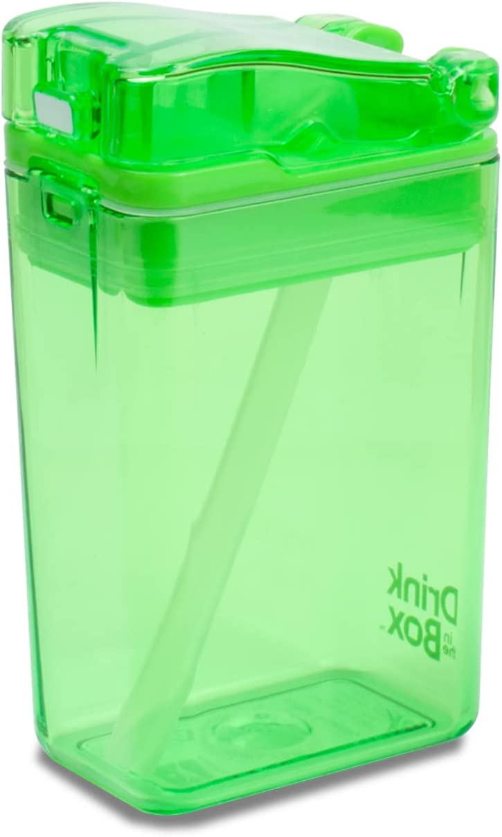Precidio Design Drink in the Box Eco-Friendly Reusable Juice Box Container, 8 ounce, Green