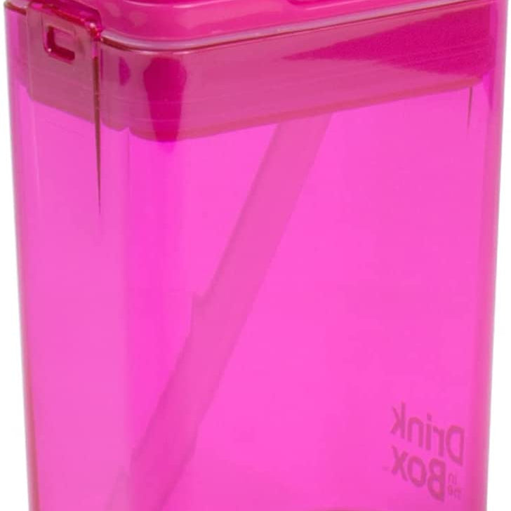 Precidio Design Drink in the Box Eco-Friendly Reusable Juice Box Container, 8 ounce, Pink