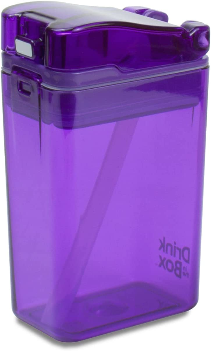 Precidio Design Drink in the Box Eco-Friendly Reusable Juice Box Container, 8 ounce, Purple