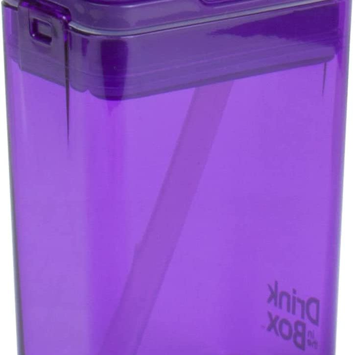 Precidio Design Drink in the Box Eco-Friendly Reusable Juice Box Container, 8 ounce, Purple