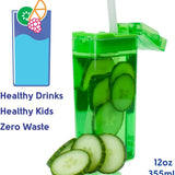 Precidio Design Drink in the Box Eco-Friendly Reusable Juice Box Container, 12 ounce, Green