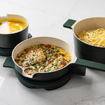 Alva Neat 5-Piece Ceramic Nonstick Stackable Cookware Set, Induction & Oven Safe, Green