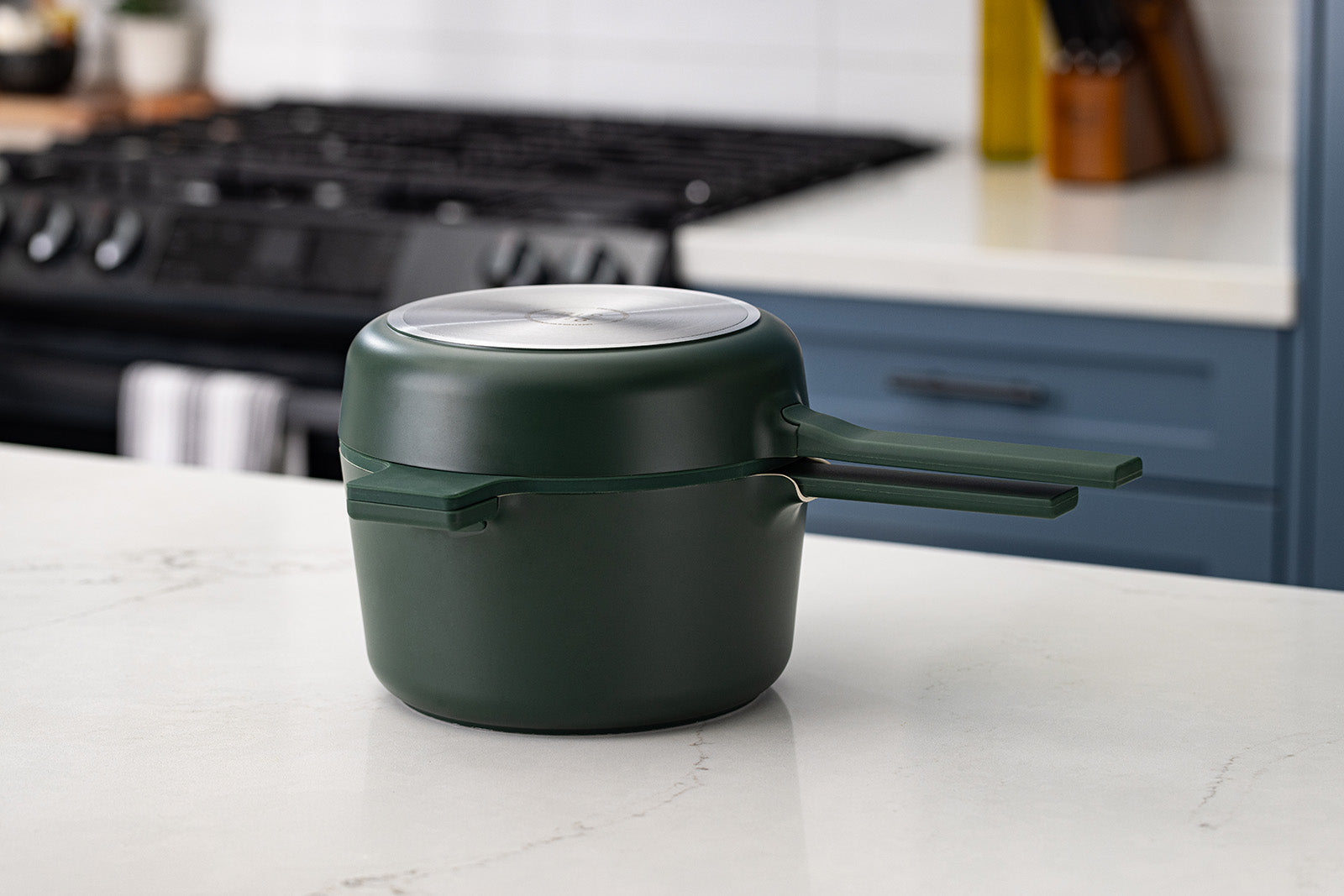 Alva Neat 5-Piece Ceramic Nonstick Stackable Cookware Set, Induction & Oven Safe, Green