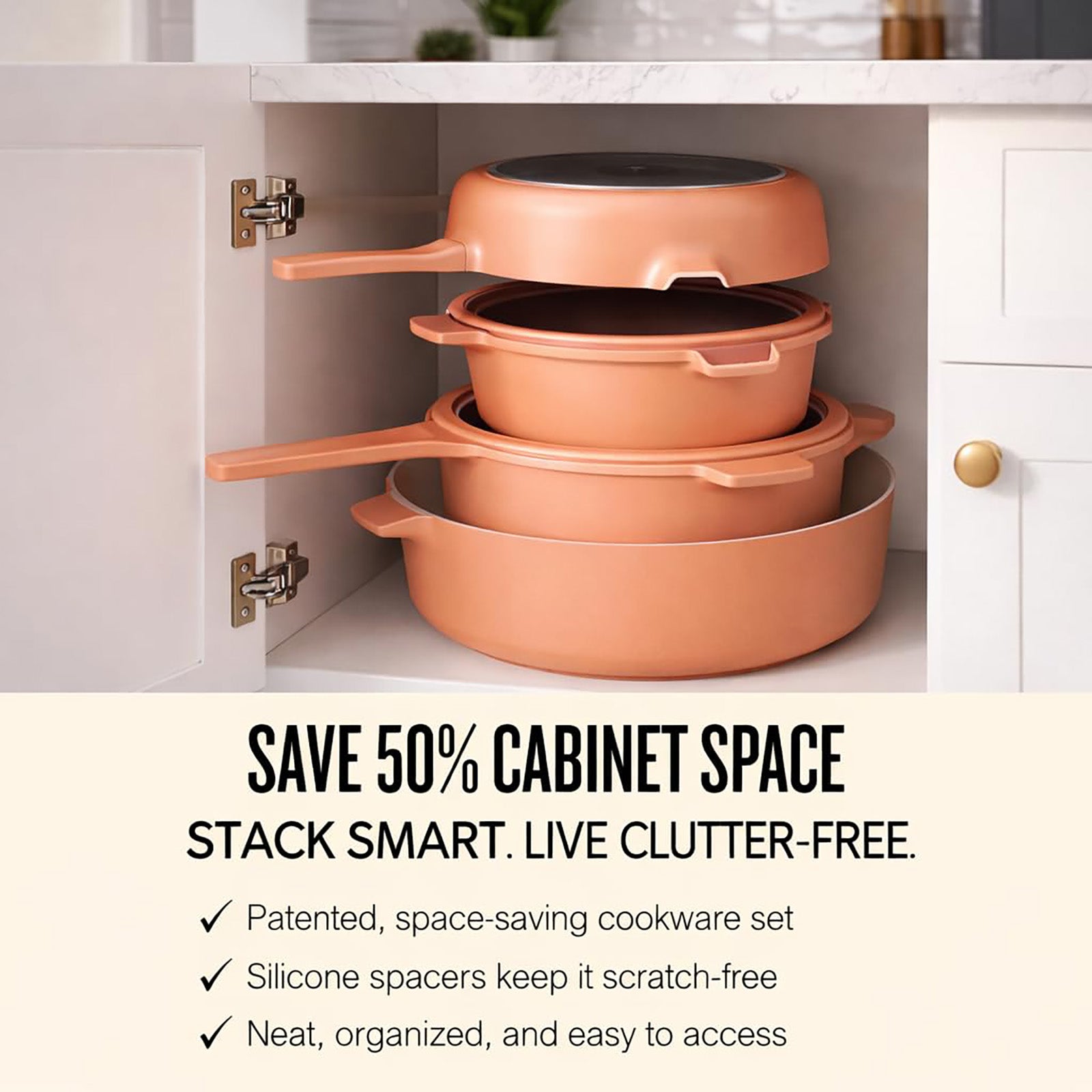 Alva Neat 5-Piece Ceramic Nonstick Stackable Cookware Set, Induction & Oven Safe, Green