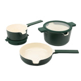 Alva Neat 5-Piece Ceramic Nonstick Stackable Cookware Set, Induction & Oven Safe, Green