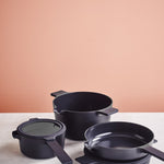 Alva Neat 5-Piece Ceramic Nonstick Stackable Cookware Set, Induction & Oven Safe, Black