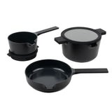 Alva Neat 5-Piece Ceramic Nonstick Stackable Cookware Set, Induction & Oven Safe, Black