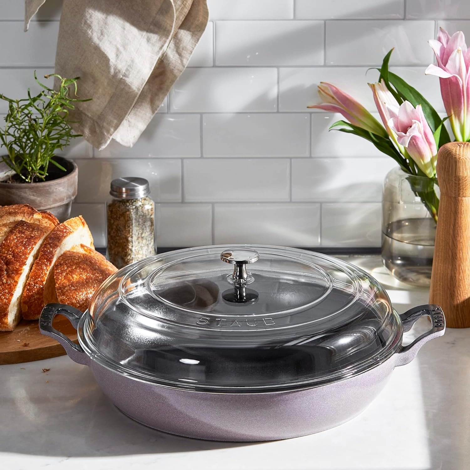 Staub Cast Iron 3.5-qt Braiser with Glass Lid, Lilac