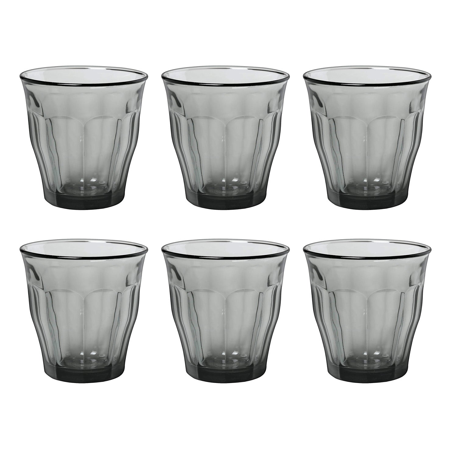 Duralex Picardie Gris Made In France 8.75 ounce Glass Tumbler, Set of 6