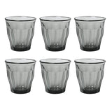 Duralex Picardie Gris Made In France 8.75 ounce Glass Tumbler, Set of 6