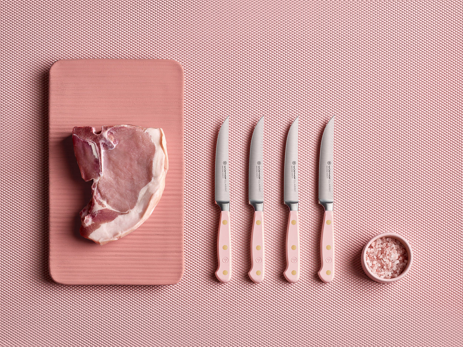 Wusthof Classic 4 Piece Steak Knife Set, Pink Sea Salt