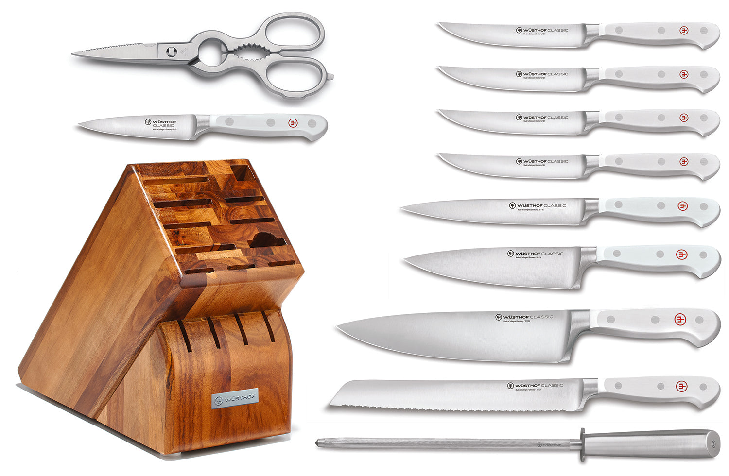 Wusthof Classic White Twelve Piece Knife Block Set