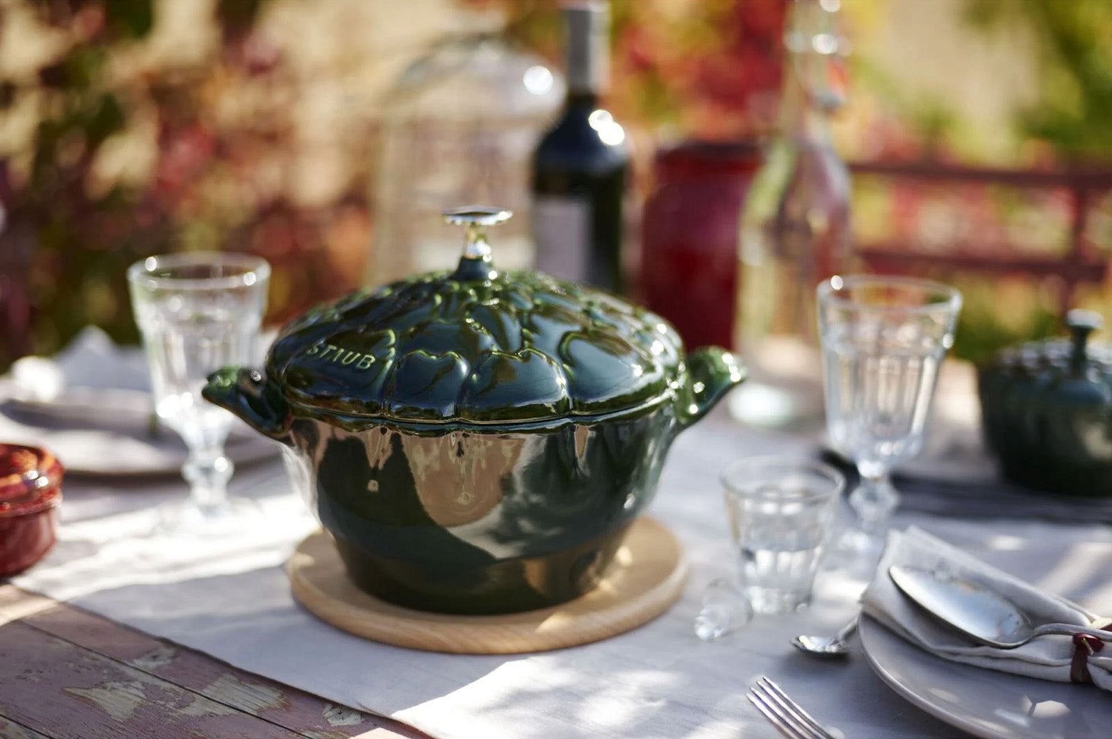 Staub Cast Iron 3-qt Artichoke Cocotte, Basil