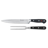 Wusthof Classic 2 Piece Carving Knife & Fork Set Hollow Edge