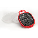 Mobi Grater+ Saver 3-Piece Grater with Storage Lid, Coarse and Fine, Red