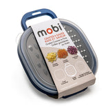 Mobi Grater+ Saver 3-Piece Grater with Storage Lid, Coarse and Fine, Blue