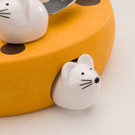 Mobi Mouse House Cheese Wheel Server Board with 3 Mice Cheese Knife Tools